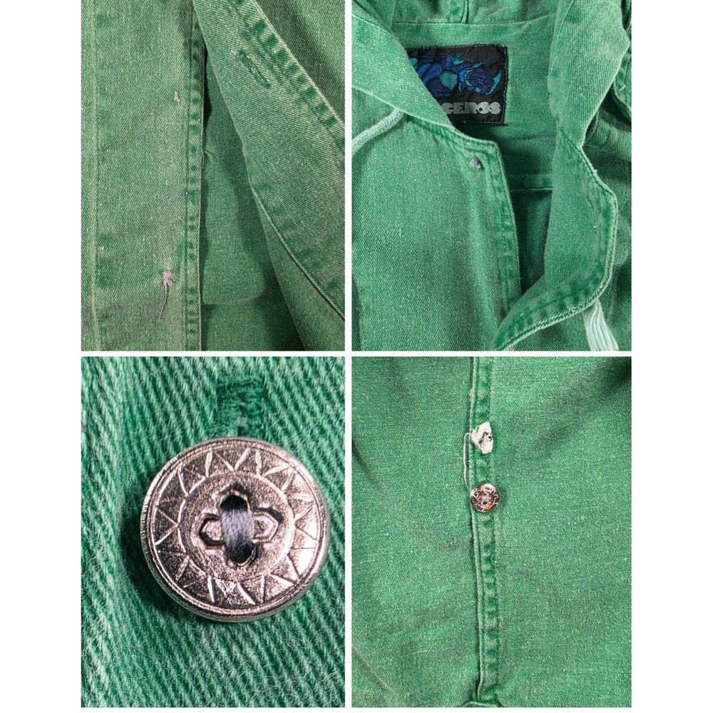 VTG‎ rugged cotton workwear gorpcore hooded button up Green Men's L Rhinoceros - Picture 3 of 8